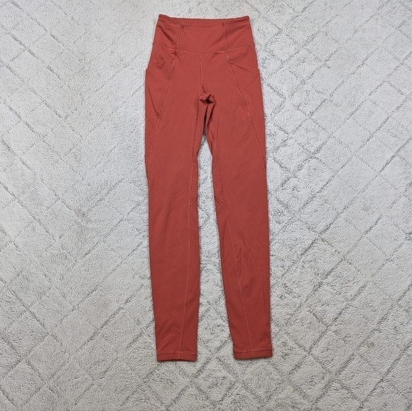 Lululemon Leggings Women's 2 Pink Brick Rose Time To Sweat Tight Run Luxtreme 28 - Picture 1 of 10